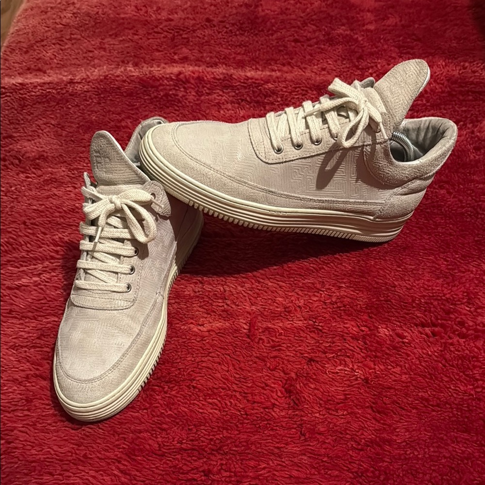 Beige Filling Pieces Mid-Top Sneakers